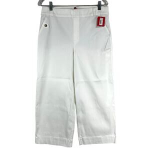 Spanx NWT Stretch Twill Cropped Pants Bright White Size XL Wide Leg Pull-On Jean